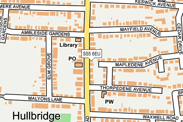 SS5 6EU map - OS OpenMap – Local (Ordnance Survey)