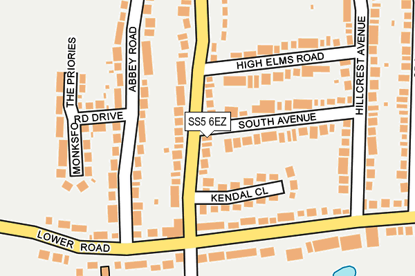 SS5 6EZ map - OS OpenMap – Local (Ordnance Survey)