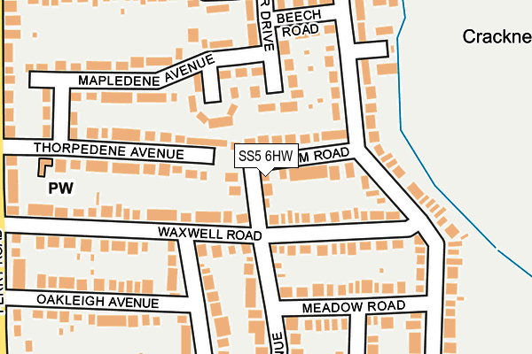 SS5 6HW map - OS OpenMap – Local (Ordnance Survey)