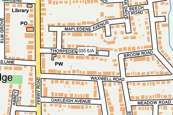 SS5 6JA map - OS OpenMap – Local (Ordnance Survey)