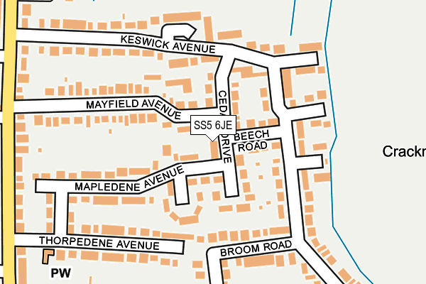 SS5 6JE map - OS OpenMap – Local (Ordnance Survey)