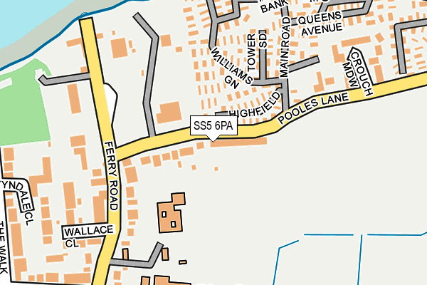 SS5 6PA map - OS OpenMap – Local (Ordnance Survey)