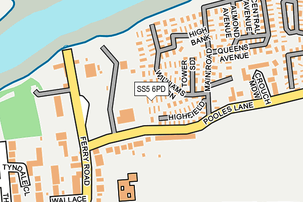SS5 6PD map - OS OpenMap – Local (Ordnance Survey)