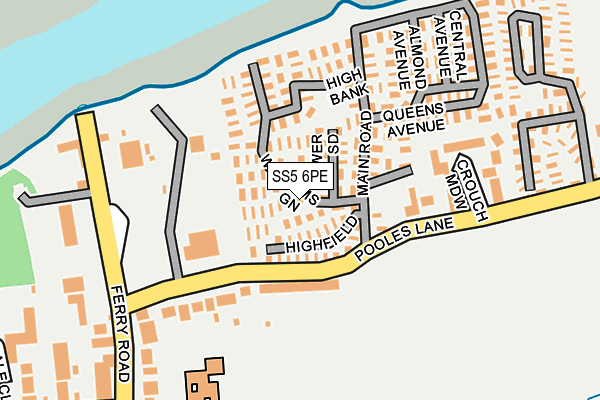SS5 6PE map - OS OpenMap – Local (Ordnance Survey)
