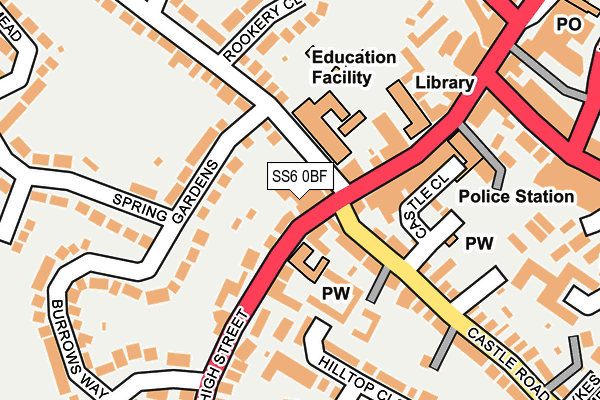 SS6 0BF map - OS OpenMap – Local (Ordnance Survey)