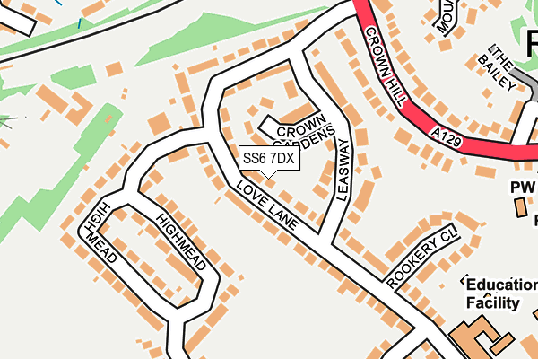 SS6 7DX map - OS OpenMap – Local (Ordnance Survey)