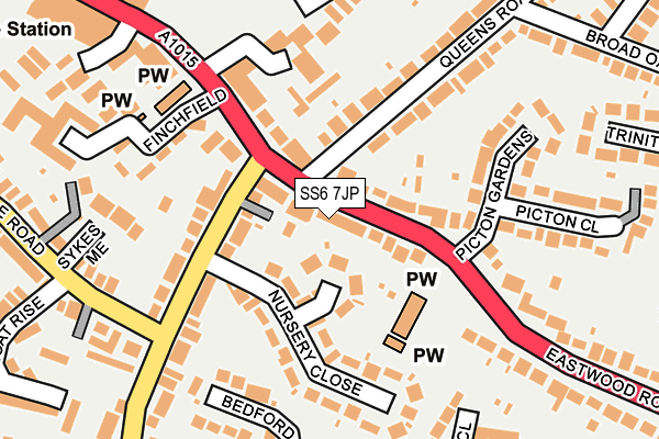 SS6 7JP map - OS OpenMap – Local (Ordnance Survey)