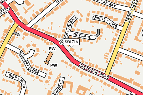 SS6 7LA map - OS OpenMap – Local (Ordnance Survey)