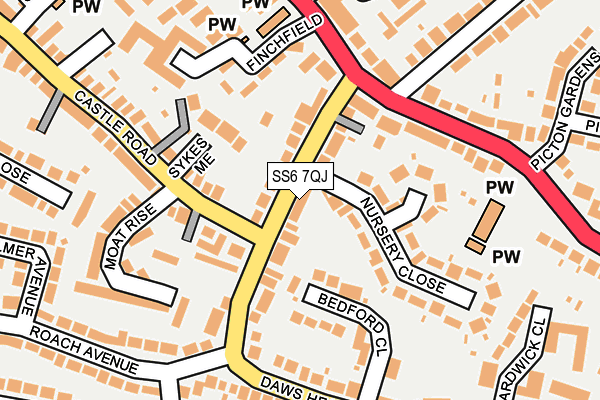 SS6 7QJ map - OS OpenMap – Local (Ordnance Survey)