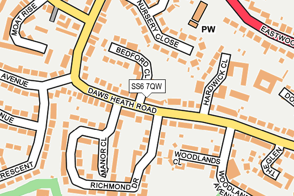 SS6 7QW map - OS OpenMap – Local (Ordnance Survey)