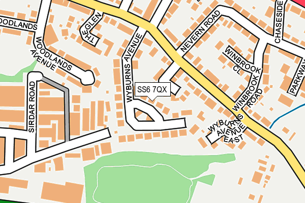 SS6 7QX map - OS OpenMap – Local (Ordnance Survey)