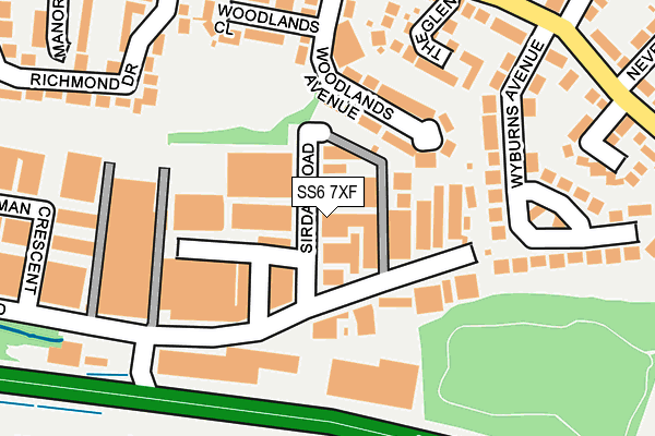 SS6 7XF map - OS OpenMap – Local (Ordnance Survey)