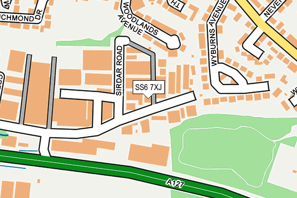 SS6 7XJ map - OS OpenMap – Local (Ordnance Survey)