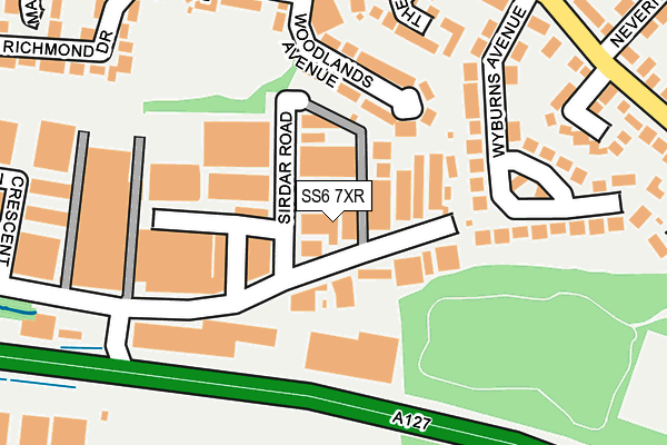SS6 7XR map - OS OpenMap – Local (Ordnance Survey)