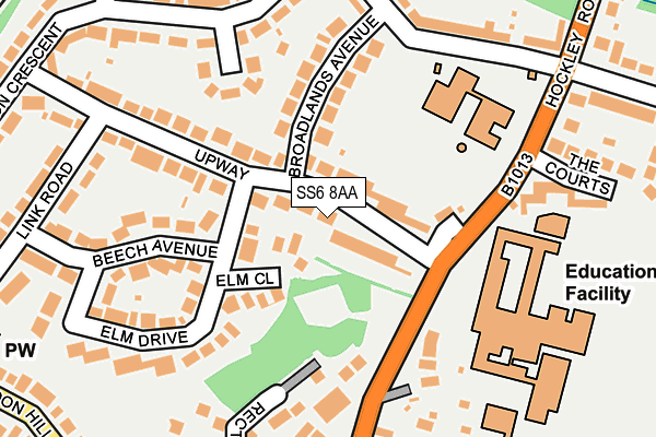 SS6 8AA map - OS OpenMap – Local (Ordnance Survey)