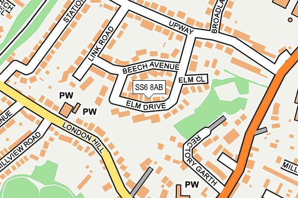 SS6 8AB map - OS OpenMap – Local (Ordnance Survey)