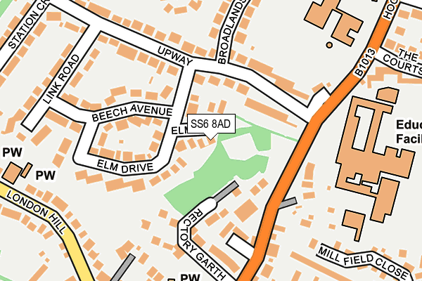 SS6 8AD map - OS OpenMap – Local (Ordnance Survey)