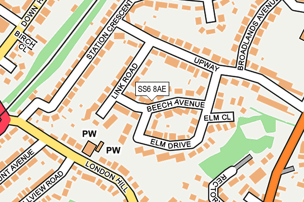 SS6 8AE map - OS OpenMap – Local (Ordnance Survey)