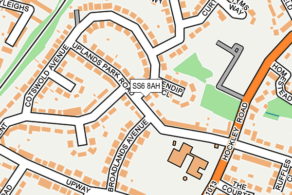 SS6 8AH map - OS OpenMap – Local (Ordnance Survey)