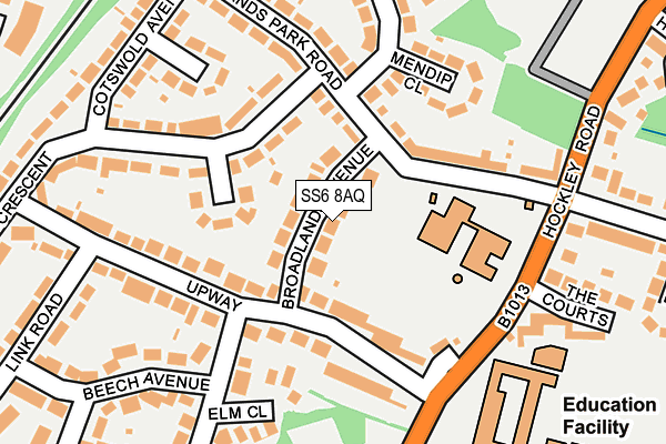 SS6 8AQ map - OS OpenMap – Local (Ordnance Survey)