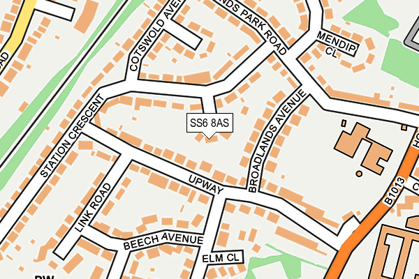 SS6 8AS map - OS OpenMap – Local (Ordnance Survey)
