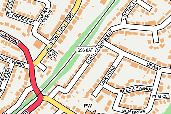 SS6 8AT map - OS OpenMap – Local (Ordnance Survey)