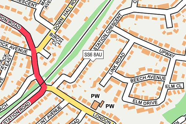 SS6 8AU map - OS OpenMap – Local (Ordnance Survey)