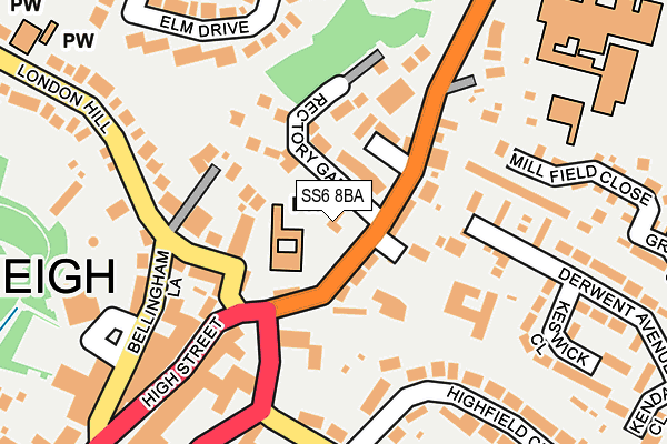 SS6 8BA map - OS OpenMap – Local (Ordnance Survey)