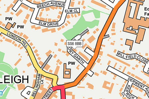 SS6 8BB map - OS OpenMap – Local (Ordnance Survey)