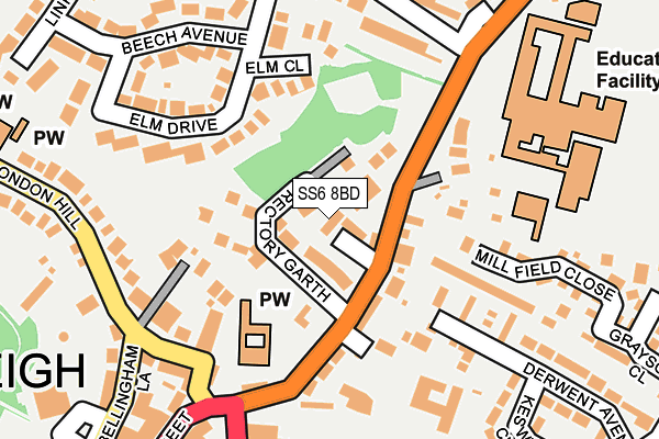 SS6 8BD map - OS OpenMap – Local (Ordnance Survey)