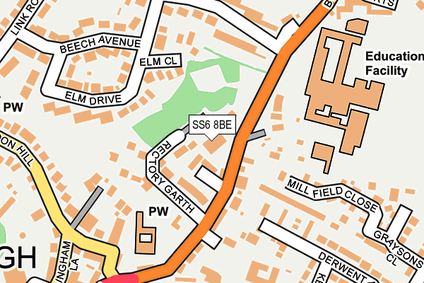 SS6 8BE map - OS OpenMap – Local (Ordnance Survey)