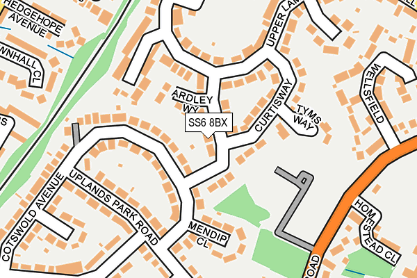 SS6 8BX map - OS OpenMap – Local (Ordnance Survey)
