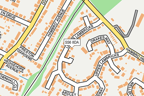 SS6 8DA map - OS OpenMap – Local (Ordnance Survey)