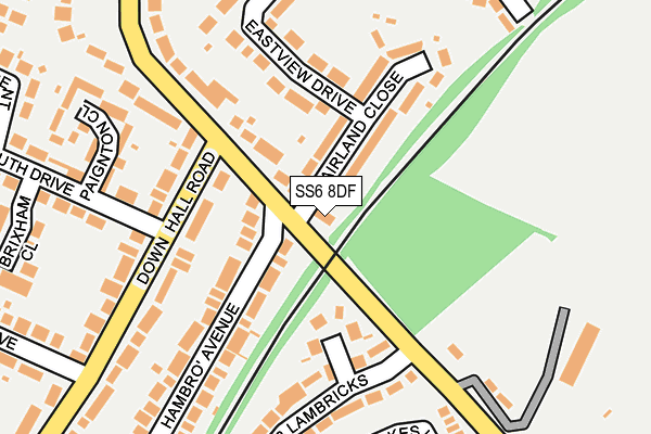 SS6 8DF map - OS OpenMap – Local (Ordnance Survey)