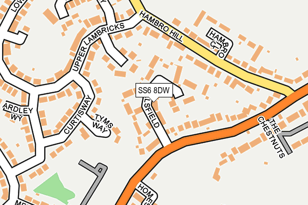 SS6 8DW map - OS OpenMap – Local (Ordnance Survey)
