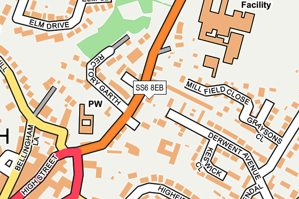 SS6 8EB map - OS OpenMap – Local (Ordnance Survey)