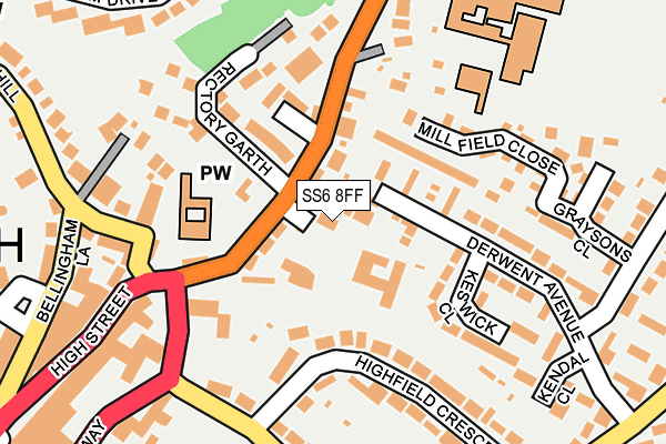 SS6 8FF map - OS OpenMap – Local (Ordnance Survey)
