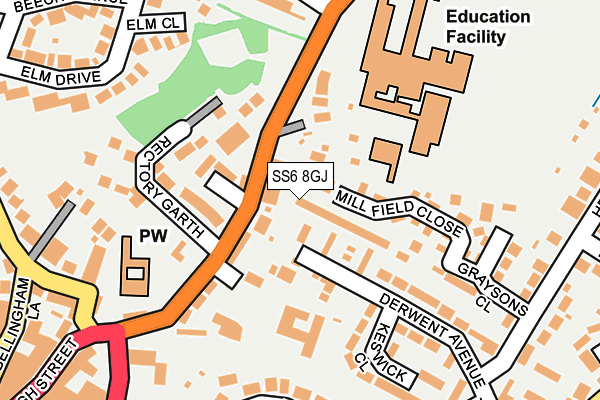 SS6 8GJ map - OS OpenMap – Local (Ordnance Survey)