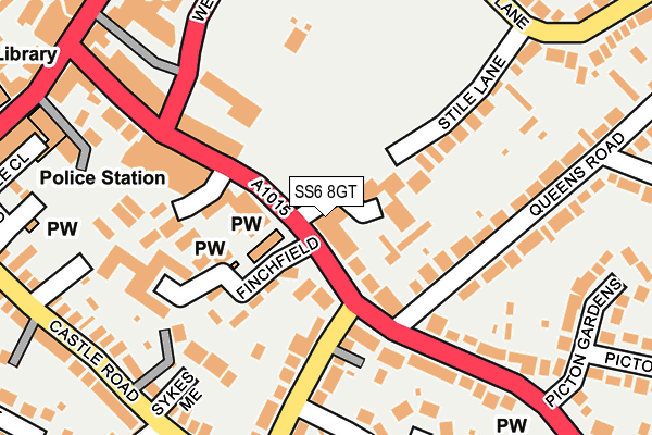 SS6 8GT map - OS OpenMap – Local (Ordnance Survey)