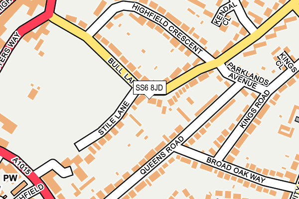 SS6 8JD map - OS OpenMap – Local (Ordnance Survey)