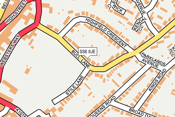 SS6 8JE map - OS OpenMap – Local (Ordnance Survey)