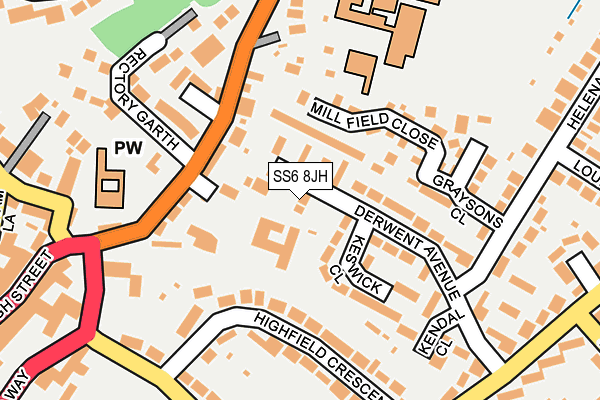 SS6 8JH map - OS OpenMap – Local (Ordnance Survey)
