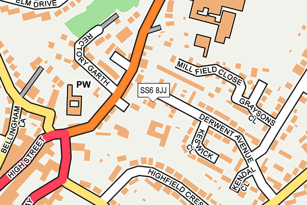 SS6 8JJ map - OS OpenMap – Local (Ordnance Survey)