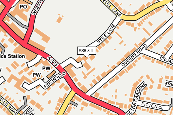 SS6 8JL map - OS OpenMap – Local (Ordnance Survey)