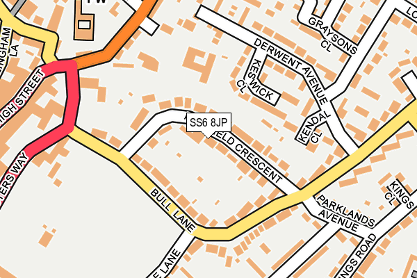 SS6 8JP map - OS OpenMap – Local (Ordnance Survey)