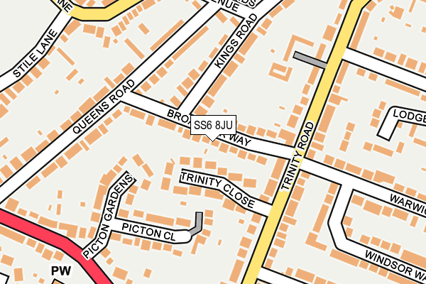 SS6 8JU map - OS OpenMap – Local (Ordnance Survey)