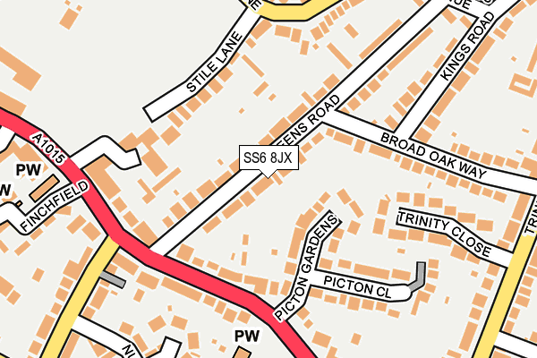 SS6 8JX map - OS OpenMap – Local (Ordnance Survey)