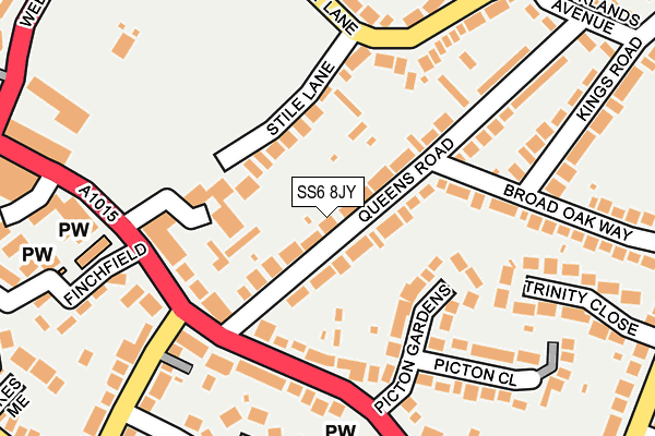 SS6 8JY map - OS OpenMap – Local (Ordnance Survey)
