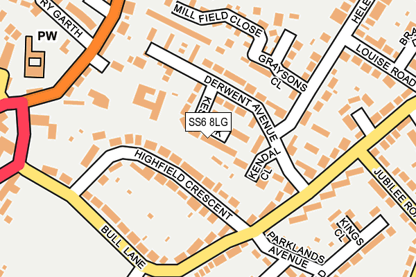 SS6 8LG map - OS OpenMap – Local (Ordnance Survey)