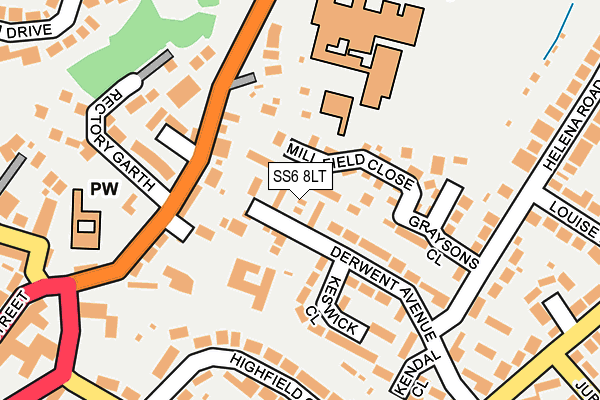 SS6 8LT map - OS OpenMap – Local (Ordnance Survey)
